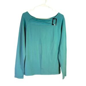 NWT BCBGMaxAzria Angel Blue Top with Buckle Collar Embellishment Size XL 1127